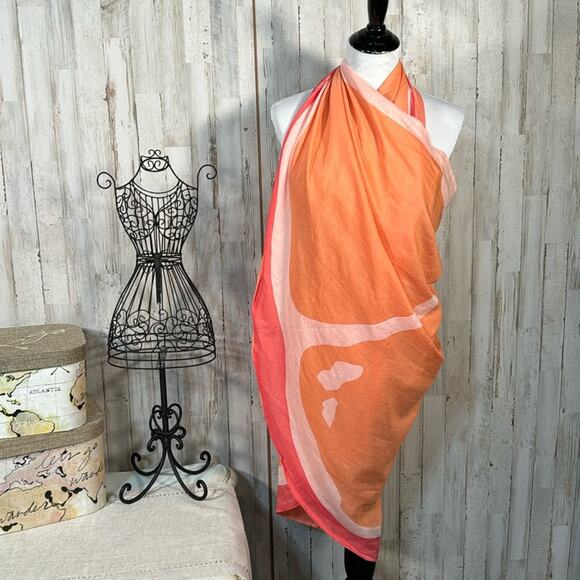 NWT Kate Spade Grapefruit Pareo Scarf Sarong Wrap Cover Up - Picture 2 of 9